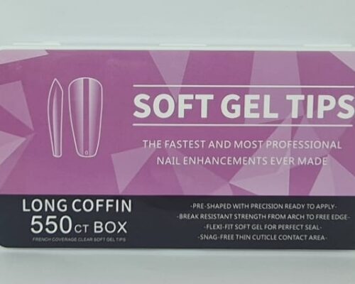 A2445-SOFT GEL TIPS, LONG COFFIN; 550 PZS