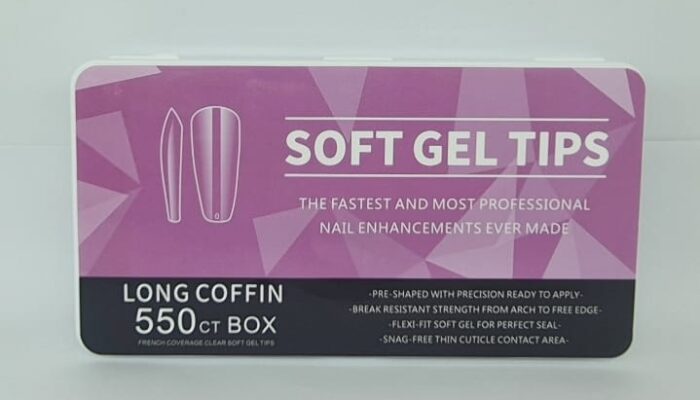 A2445-SOFT GEL TIPS, LONG COFFIN; 550 PZS