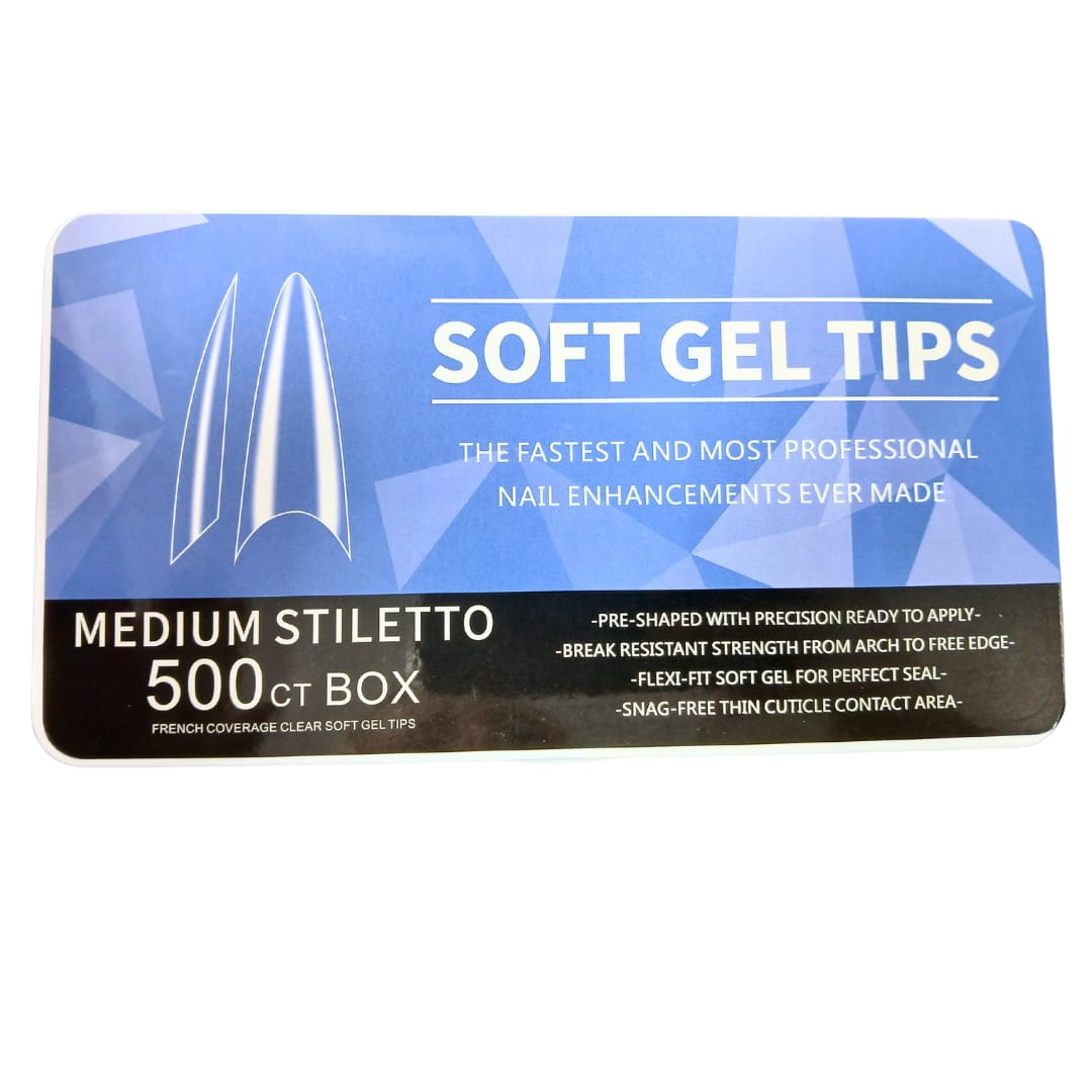 A2836 - TIPS SOFT GEL MEDIUM STILETTO, Con sonrisa